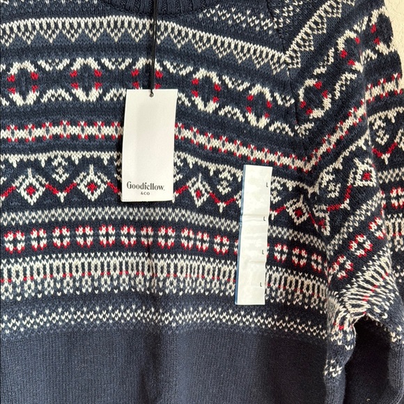 Goodfellow & Co Black and White Crewneck Sweater with Nordic Pattern - Picture 4 of 13
